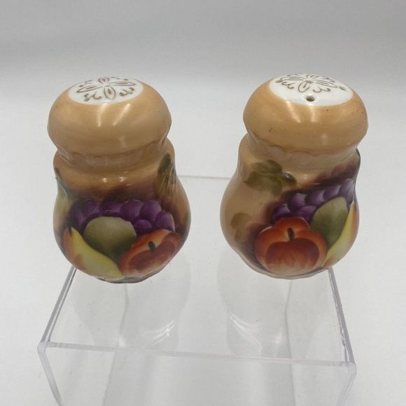 Vintage Fruit Salt & Pepper Shaker Ceramic one has stopper one is missing - Picture 1 of 4